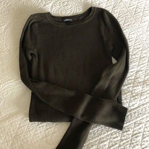 Hunter green ribbed Express top